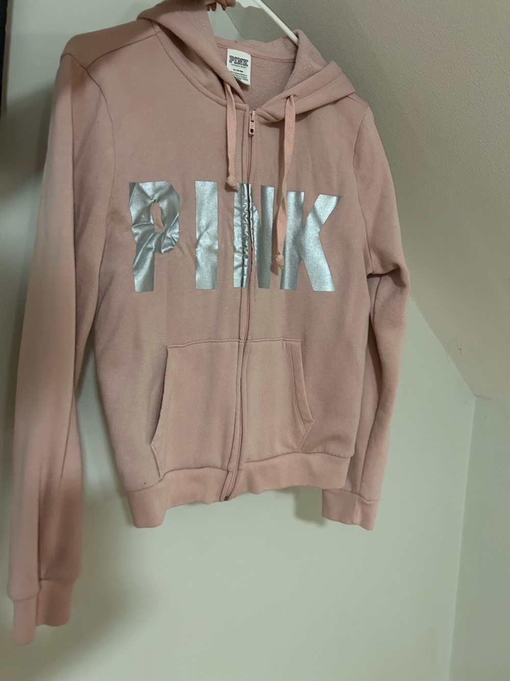 PINK Victoria's Secret Blush Zip Hoodie with Silver Logo